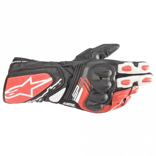 Alpinestars SP-8 V3 Leather Gloves Black/White/Red